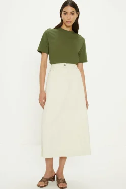 New Oasis Cotton Boxy Tshirt Khaki