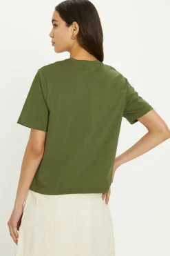 New Oasis Cotton Boxy Tshirt Khaki