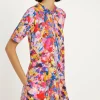 Best Oasis Cotton Bright Floral Seam Detail Midi Trapeze Dress Pink