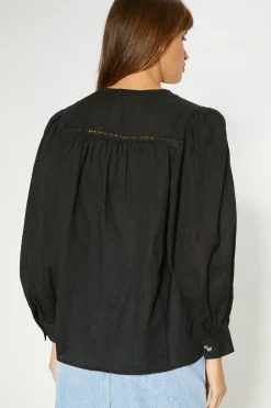 Outlet Oasis Cotton Dobby Button Front Top White