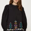 Online Oasis Cotton Poplin Embroidered Blouse Black