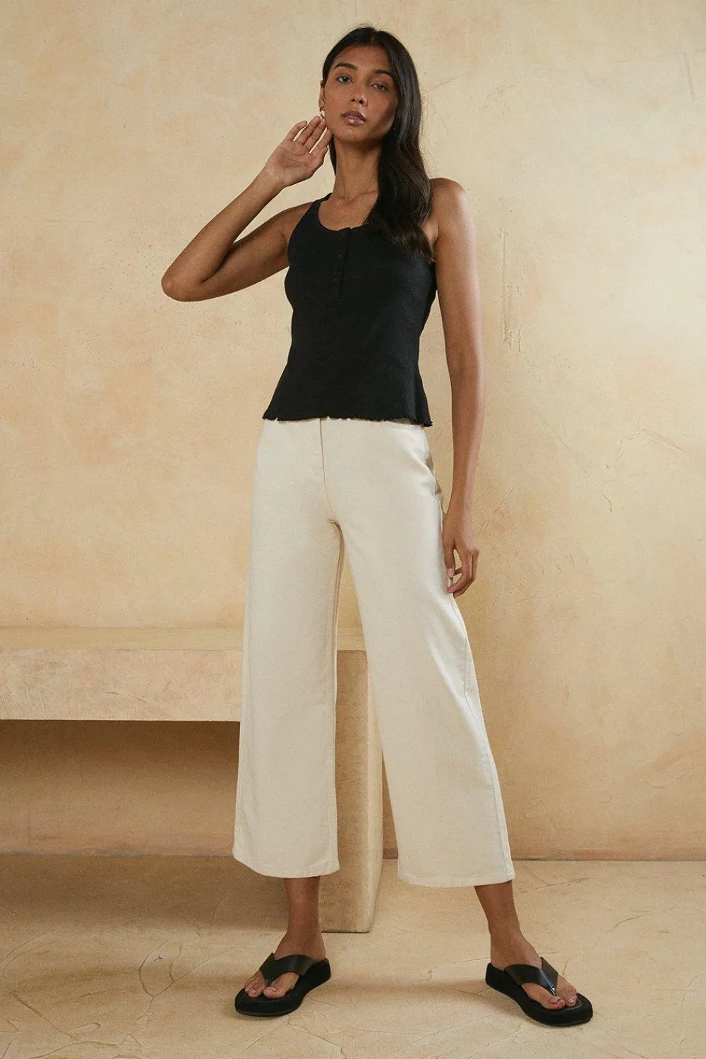 Best Oasis Cotton Rib Scoop Neck Vest Navy