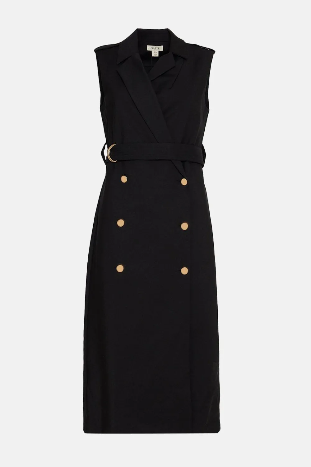 Clearance Oasis Cotton Sateen Belted Blazer Dress Black