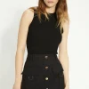 Outlet Oasis Cotton Sateen Button Detail Mini Skirt Black