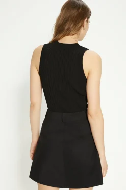 Outlet Oasis Cotton Sateen Button Detail Mini Skirt Black
