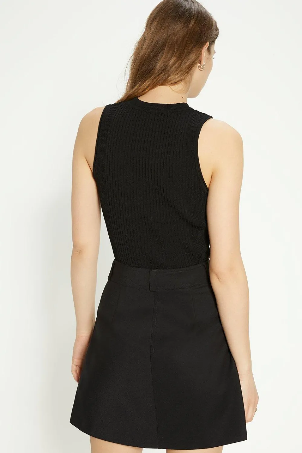 Outlet Oasis Cotton Sateen Button Detail Mini Skirt Black