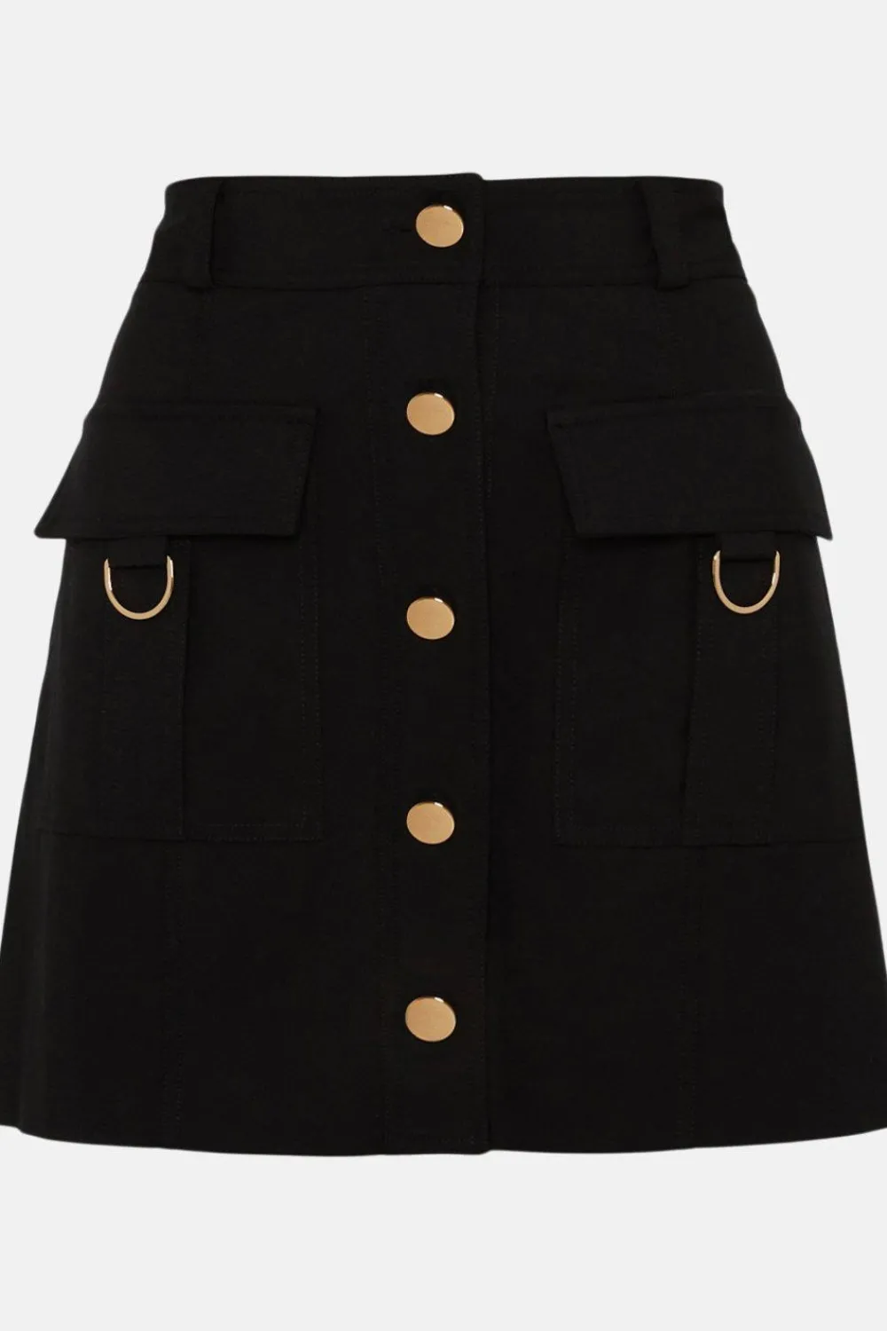 Outlet Oasis Cotton Sateen Button Detail Mini Skirt Black