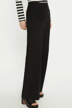 Discount Oasis Cotton Sateen High Waist Wide Leg Trouser Black