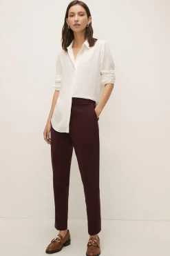 Clearance Oasis Cotton Sateen Slim Leg Trouser Black
