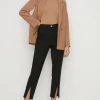 Clearance Oasis Cotton Sateen Split Front Trouser Black