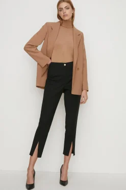 Clearance Oasis Cotton Sateen Split Front Trouser Black