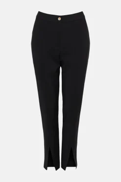 Clearance Oasis Cotton Sateen Split Front Trouser Black