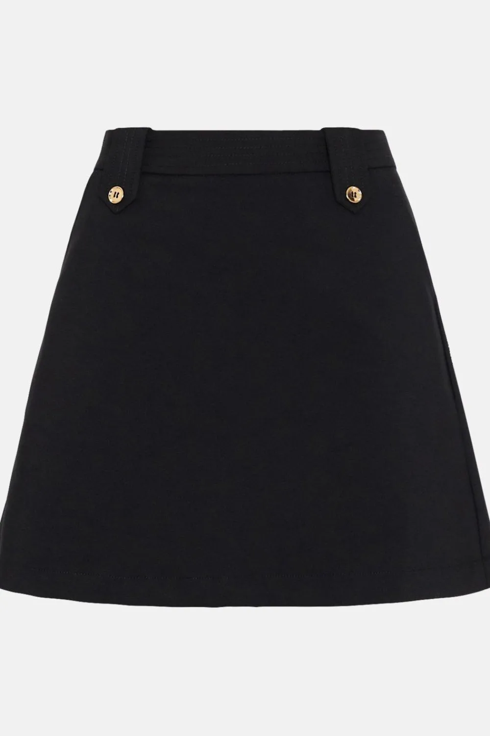 Online Oasis Cotton Sateen Tab Detail Mini Skirt Black