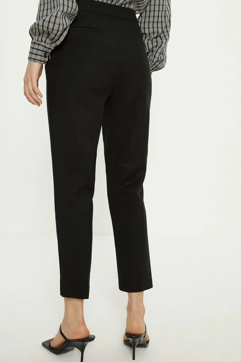Outlet Oasis Cotton Sateen Zip Side Crop Trouser Black