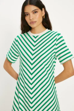 Hot Oasis Cotton Stripe Aline Midi Dress Multi
