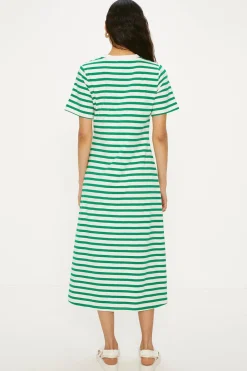 Hot Oasis Cotton Stripe Aline Midi Dress Multi
