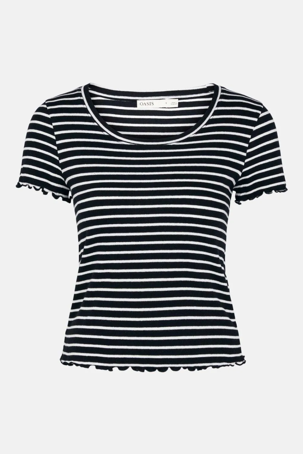 Discount Oasis Cotton Stripe Rib Scoop Neck T Shirt Blackwhite