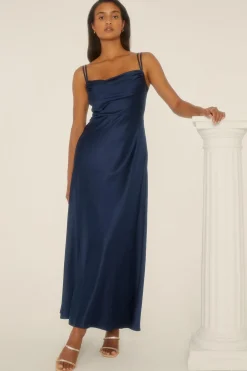 Clearance Oasis Cowl Double Strap Midi Dress Navy