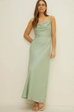 Clearance Oasis Cowl Double Strap Midi Dress Sage