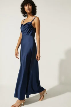 Outlet Oasis Cowl Double Strap Midi Dress Navy