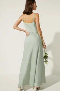 Outlet Oasis Cowl Double Strap Midi Dress Sage