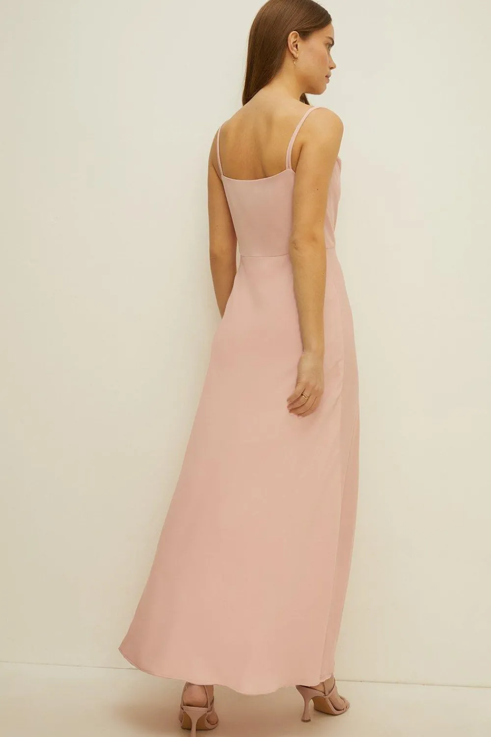 Hot Oasis Cowl Double Strap Midi Dress Blush