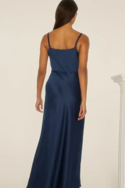 Clearance Oasis Cowl Double Strap Midi Dress Navy
