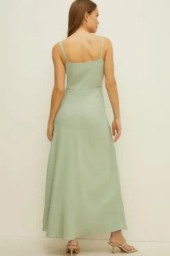 Clearance Oasis Cowl Double Strap Midi Dress Sage