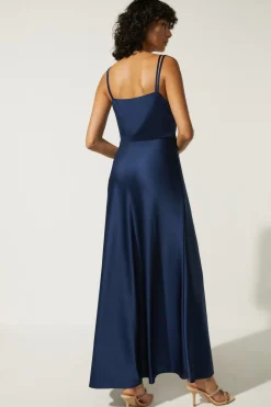 Outlet Oasis Cowl Double Strap Midi Dress Navy