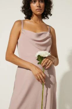 Outlet Oasis Cowl Double Strap Midi Dress Blush