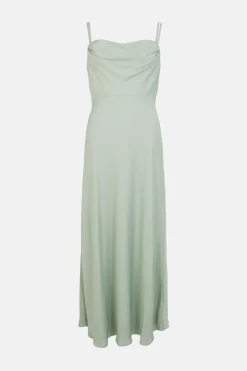 Clearance Oasis Cowl Double Strap Midi Dress Sage