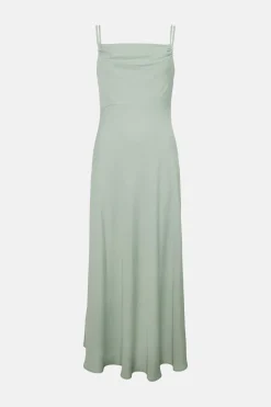 Hot Oasis Cowl Double Strap Midi Dress Sage