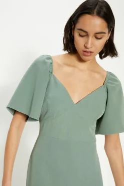 Outlet Oasis Crepe Cut Out Pencil Dress Sage