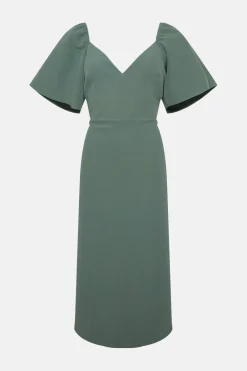 Outlet Oasis Crepe Cut Out Pencil Dress Sage