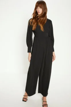New Oasis Crepe Empire Seam Detail Jumpsuit Black