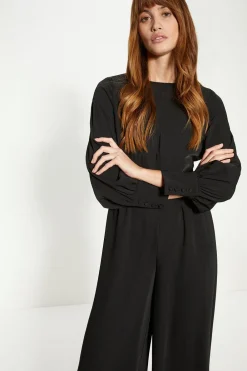 New Oasis Crepe Empire Seam Detail Jumpsuit Black