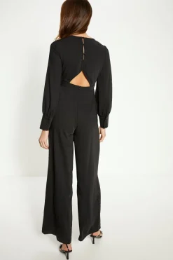 New Oasis Crepe Empire Seam Detail Jumpsuit Black