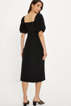 Sale Oasis Crepe Puff Sleeve Pencil Dress Black