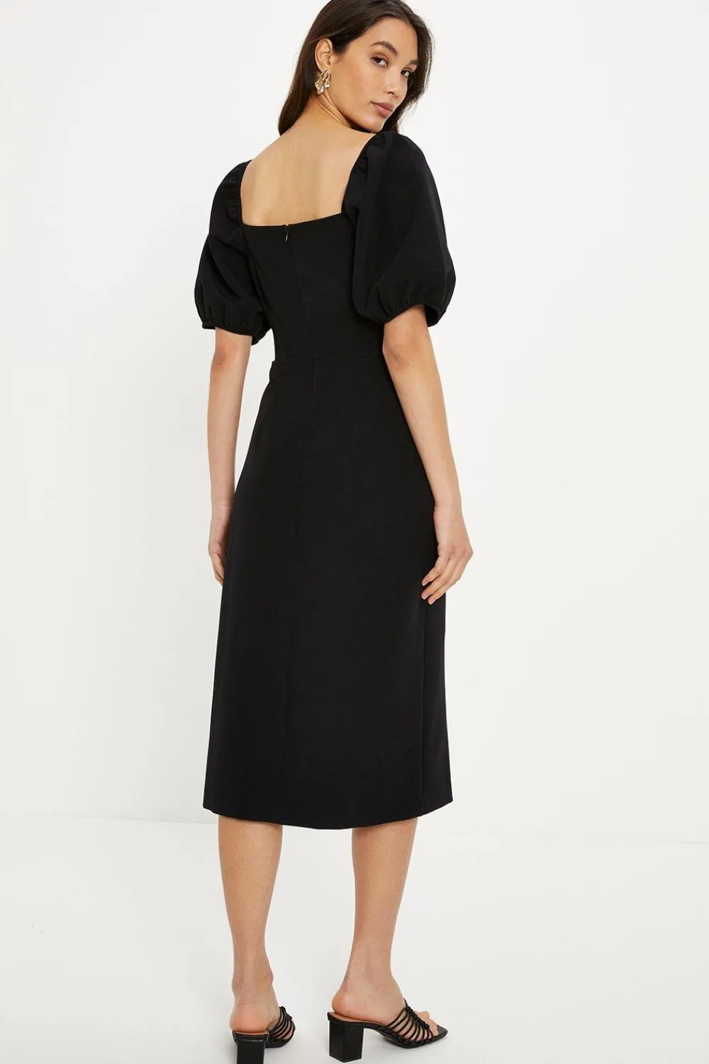 Sale Oasis Crepe Puff Sleeve Pencil Dress Black