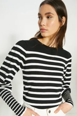 Clearance Oasis Crew Neck Bretton Stripe Jumper Soft Lime