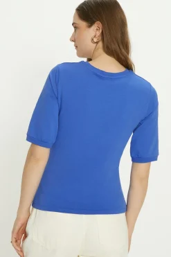 Best Oasis Crew Neck Short Sleeve T-Shirt Cobalt