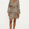 Sale Oasis Crinkle Animal Mini Kimono Dress Black