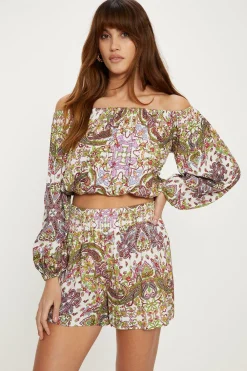 Online Oasis Crinkle Paisley Beach Shorts Multi