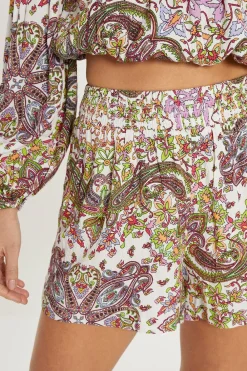 Online Oasis Crinkle Paisley Beach Shorts Multi