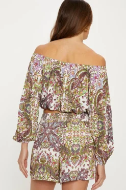 Online Oasis Crinkle Paisley Beach Shorts Multi