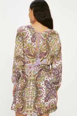 Best Oasis Crinkle Paisley Mini Kimono Dress Multi