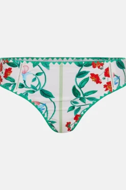 Outlet Oasis Crochet Trim Floral Bikini Bottom White