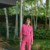 Sale Oasis Cross Front Tailored Crop Blazer Pink