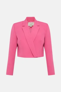 Sale Oasis Cross Front Tailored Crop Blazer Pink