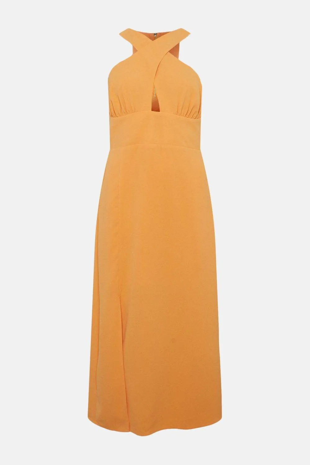 Clearance Oasis Cross Over Detail Midi Dress Burgundy